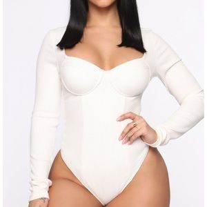 Long sleeve white bodysuit, Pauline bodysuit